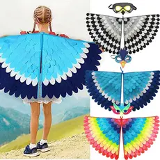 Crianças Animal Asas De Pássaro Com Máscara Terno Desempenho Palco Pavão Coruja Papagaio Feltro Capa Halloween Cosplay Manto Para Menina
