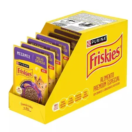 Kit 15 Unidades | Sachê Friskies megamix 80g - Alimento Úmido para Gatos