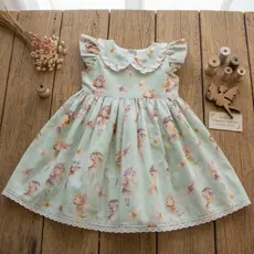 Vestido Infantil Menina Estampa Fadinha 100% Algodão Renda na Gola Macio Conforto Luxo
