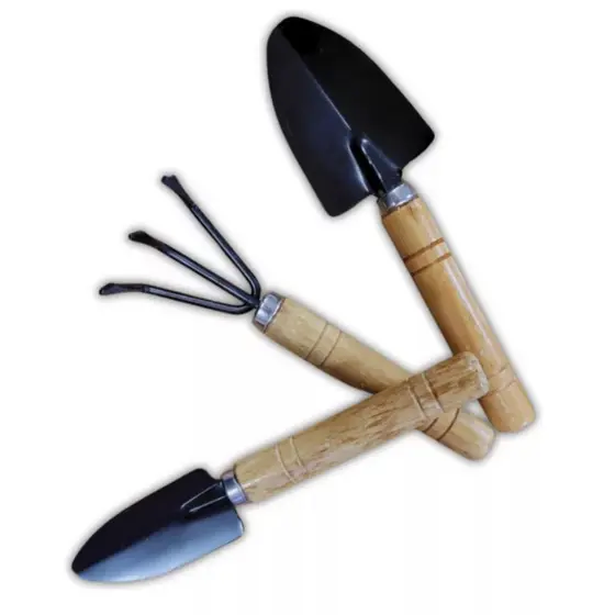 KIT JARDINAGEM PÁS EM AÇO PARA HORTA JARDIM 18CM 3 PEÇAS