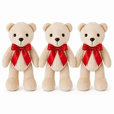 Kit 3 Ursinhos Pequenos 20cm Trio De Urso De Pelúcia Com Laço Presente