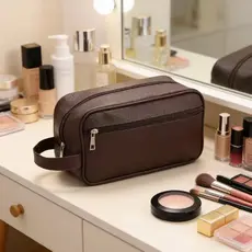 Necessaire de Couro PU Impermeável Bolsa Organizadora para Viagem Academia Trabalho Estojo de Higiene com para Canetas