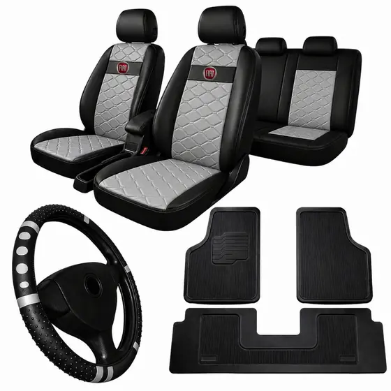 Kit FIAT Completo Capa Banco + Tapete + Volante Uno Palio Siena Strada Argo Cronos