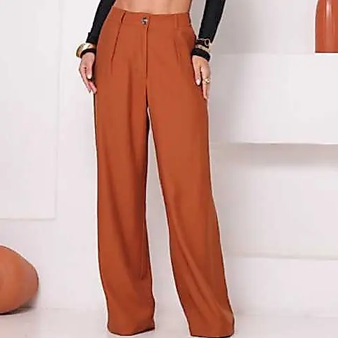 Pantalona Social Cintura Alta Elegante-Estilo-Conforto