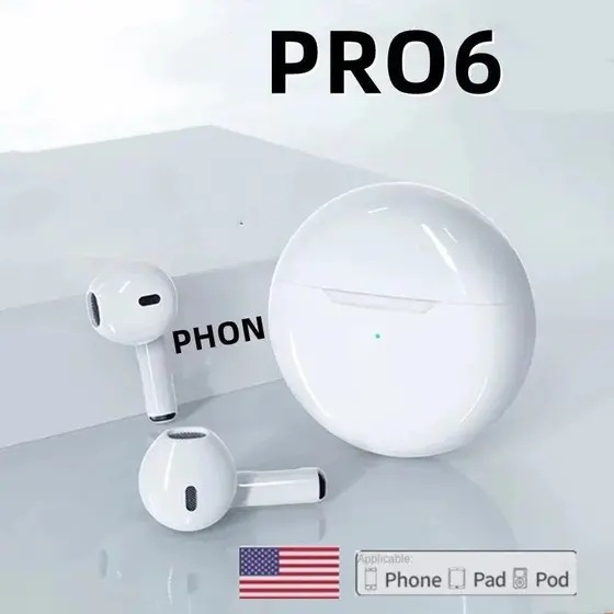 KIT Fone De Ouvido Sem Fio Pro 6 TWS Com Microfone Bluetooth Sport Running Headset Para Fones Xiaomi Pro6