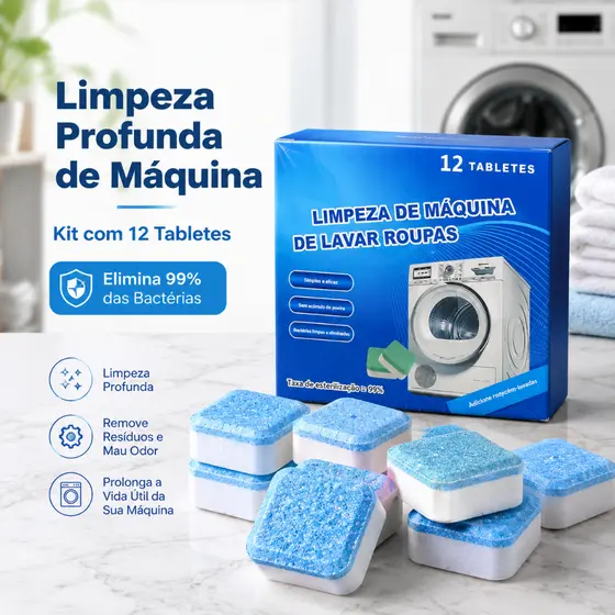 Kit 36/24/12/6 Pastilhas Limpeza Máquina de Lavar Efervescente Removedor de Sujeira e Odor