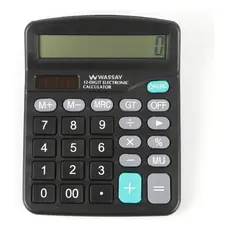 Calculadora Preta 12 Dígitos Wassay para Escola Escritório e Casa