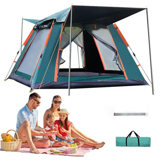 Barraca Externa Automática de Praia de Abertura Rápida Barraca de Camping Dobrável e Impermeável