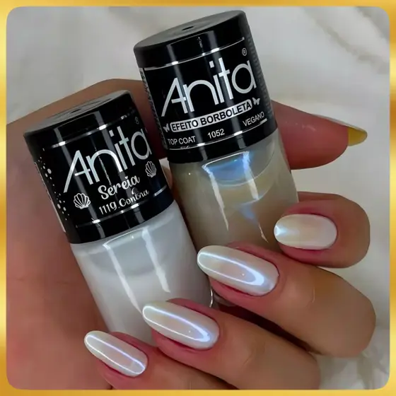 Esmaltes Anita Concha Branco Top Coat Efeito Borboleta 10ml