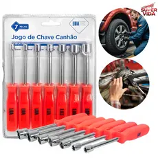 Jogo de Chaves Canhão 7 Peças Aço Carbono 5/6/7/8/10/11/12mm Punho Antiderrapante para Manutenção