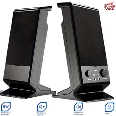 Caixa de Som Bluetooth Para PC Computador Notebook USB P2 6W Potente Estéreo