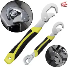Kit 2 Chaves Inglesas Ajustáveis Aço Galvanizado 6-33mm Universal para Reparos e Montagens