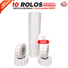 Etiquetas de Preço para Etiquetadora 10 Rolos 400 Unidades/Rolo para Lojas , Feiras e Supermercados