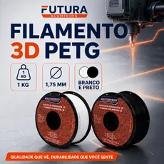 Filamento PETG 1kg 1,75mm Masterprint Impressora 3D Alta Resistência Branco Preto