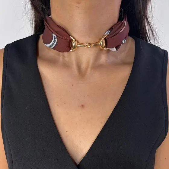 Passador de lenço feminino bridão dourado e prateado estilo country boiadeira western boho sertanejo rodeio