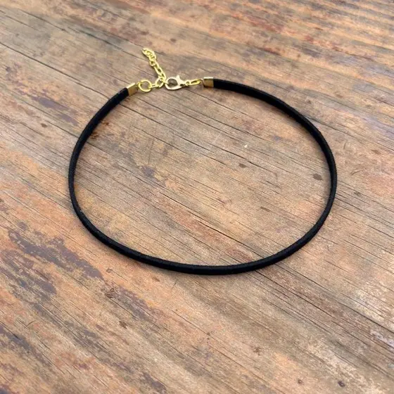 Choker gargantilha fio liso camurça boho estilo country rodeio