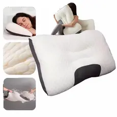 Almofada ergonômica respirável, suporte para ombro e pescoço, 45 cm x 75 cm x 8 cm, lavável, ajuda a dormir.