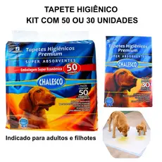 Tapete Higiênico Super Absorvente Chalesco Kit com 50 ou 30 unidades Absorve Xixi contra Vazamento