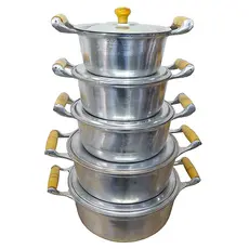 Jogo de Panelas Alumínio Fundido Batido Kit de Panela Grosso Com Pegador de Madeira