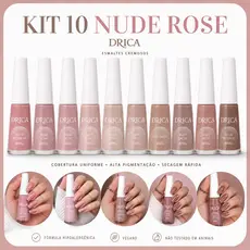 Kit 10 Esmaltes Cores Tons Nude e Rosa - Drica