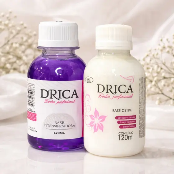 Kit Base DRICA 120ml Intensificadora + Base Cetim Secagem Rápida Profissional