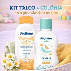 Kit Talco Infantil + Colônia Bebê Anjinho Baby | Talco 100g + Colônia Sem Álcool 100ml