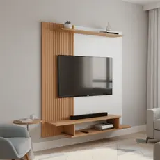Painel Estante Suspenso Ripado p/ Tv até 32 Polegadas C/ Nicho