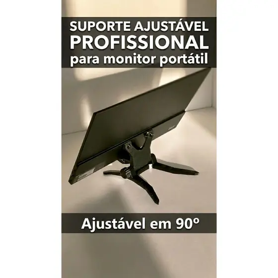 Suporte Ajustável para Monitor Portátil 90° | Base Dobrável Antiderrapante Branco ou Preto