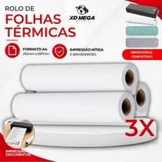 Papel Térmico Impressora Peripage A40 A4 21x30 - 3 Rolos