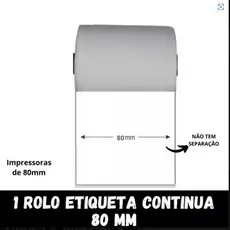 1 Rolo De Etiquetas Contínua Adesivas P/ Impresoras De 80mm