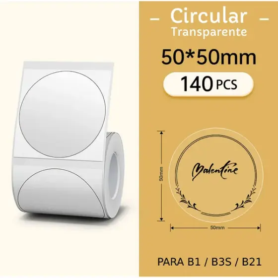 Etiqueta Circular 50x50mm Transparente Niimbot B1/b21/b3s