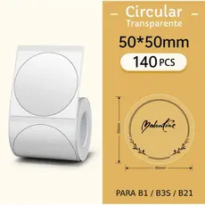 Etiqueta Circular 50x50mm Transparente Niimbot B1/b21/b3s