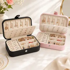 Porta Joias Organizador Luxo Com Divisórias Anéis Brincos Colares Viagem Bolsa EPS-5430