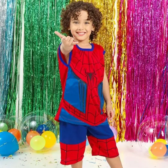 Fantasia Infantil Homem Aranha Conjunto Blusa e Short Menino 2 a 10 Anos Promoção