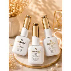 Kit 3 Esmaltes em Gel Dafu Glow Francesinha 12ml | 1 Renda + 2 Brancos | Cabine UV/LED Alta duração