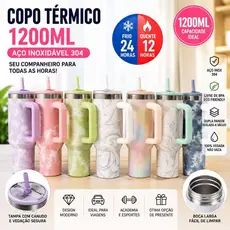 Copo Garrafa Térmico Inoxidável 304 Pintado Portátil 1200ml Garrafa Térmica com Tampa e Canudo academia/escola