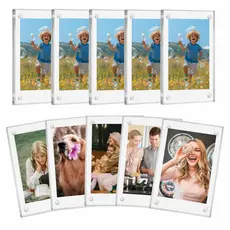 Conjunto de 10 ímãs de geladeira em acrílico para fotos, 7,5 x 10,5 cm