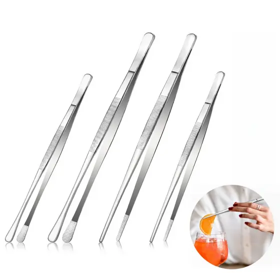 Kit4 Pinça Culinaria 20cm / 30cm  Aço Inox Profissional Drink Restaurante Barman Bartender Bares