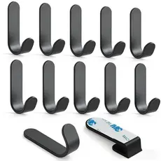 Conjunto de 10 ganchos de aço inoxidável sem furos, capacidade máxima de carga de 5 kg, 6,2 x 1,8 x 2 cm