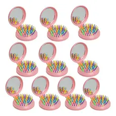 10 Mini Escova De Cabelo Com Espelho Dobrável Lembrancinha