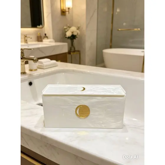 Caixa acrílica para kit higiene acrílico perolado para banheiro lavabo com 4 compartimentos