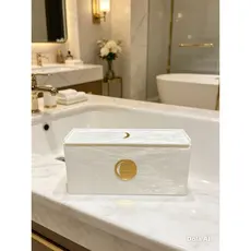 Caixa acrílica para kit higiene acrílico perolado para banheiro lavabo com 4 compartimentos
