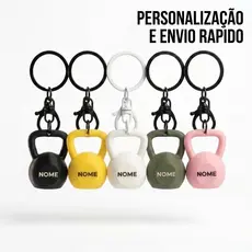 Chaveiro Premium Kettlebell Personalizado Crossfit - COM ATÉ 7 CARACTERES - Argola Italiana 30mm