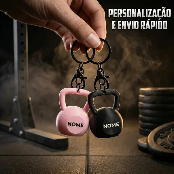 Chaveiro Kettlebell Personalizado - COM ATÉ 7 CARACTERES