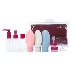 Frascos para Viagem Kit com 10 Peças + Necessaire | Bisnaga para Shampoo Condicionador