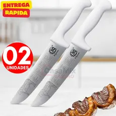 Conjunto 2 Faca Profissional Afiada Açougueiro Churrascaria 8 Polegadas Aço Inox Resistente
