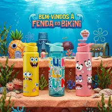 Garrafa Squeeze Bottle Bob Esponja 750ml Garrafinha Infatil Academia Creche Escola