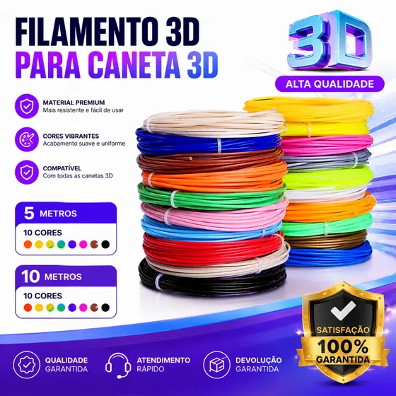 PLA Filament Refill Kit 10/5 Rolls 100/50 M FOR 3D Pen