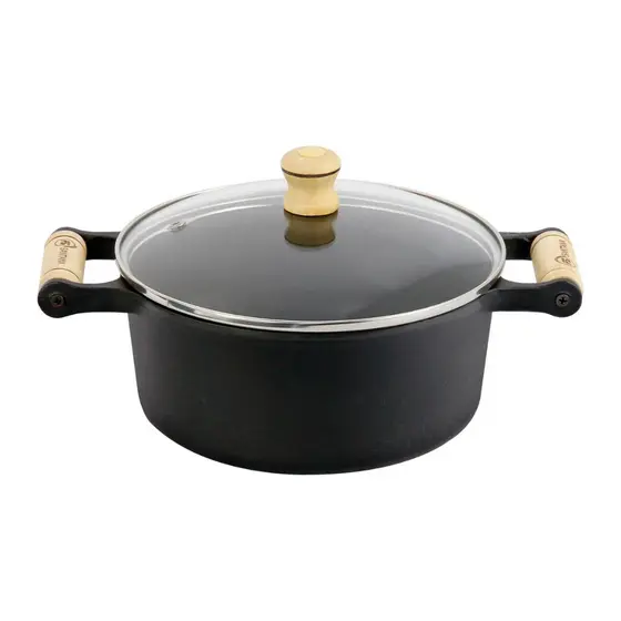 Panela Ferro Fundido Nº30 Caçarola 30cm Tampa de Vidro Alta Capacidade 8L