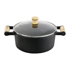 Panela Ferro Fundido Nº30 Caçarola 30cm Tampa de Vidro Alta Capacidade 8L